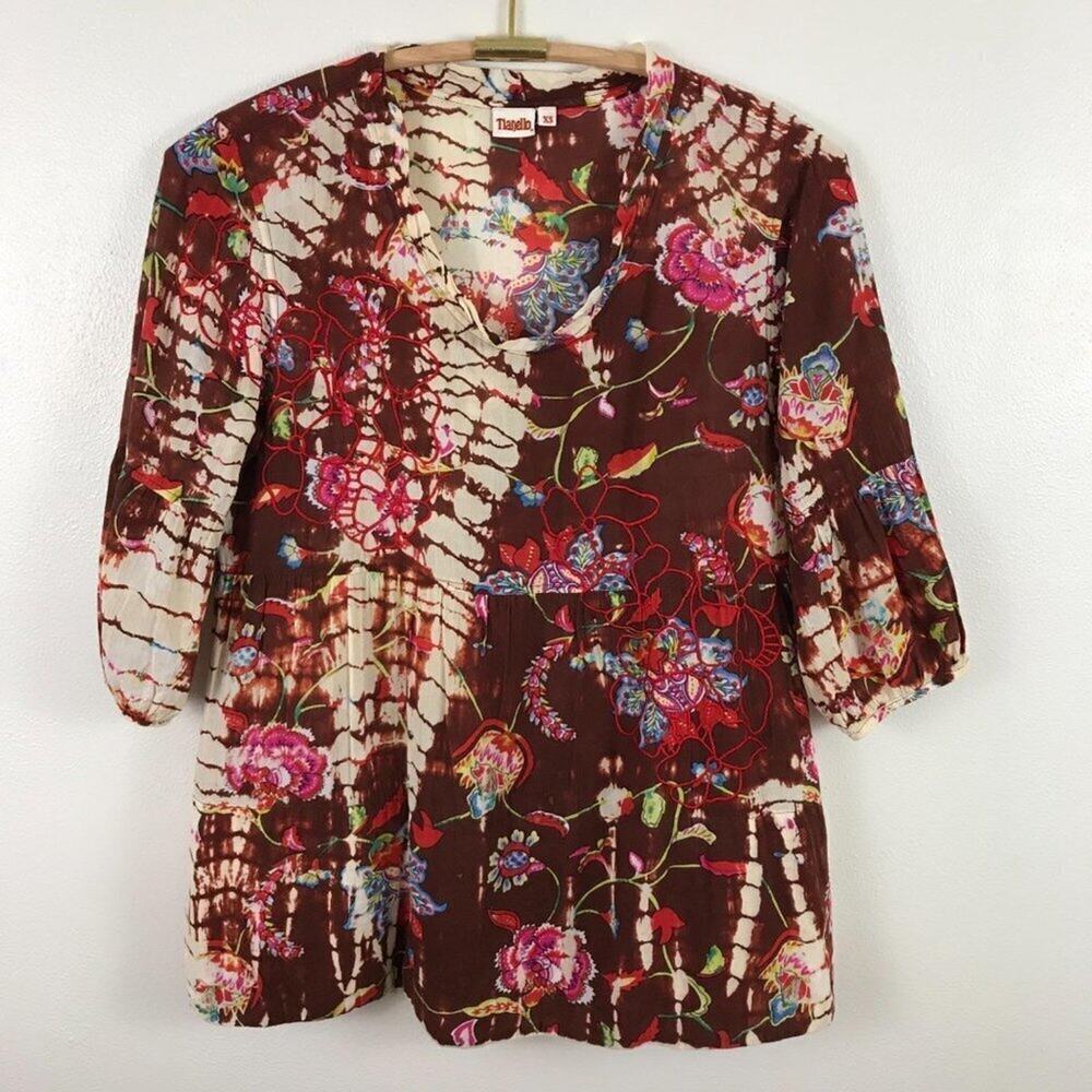 Tianello Shelby Floral Tie Dye Tunic SZ XS